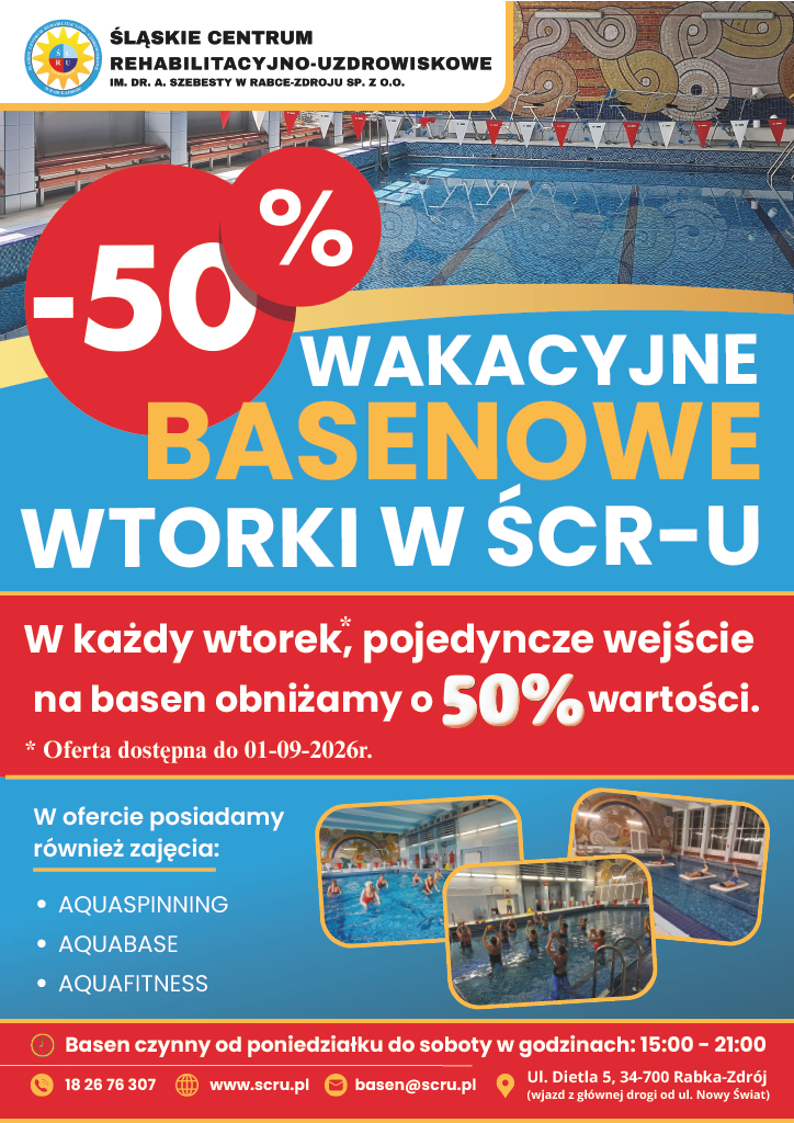 Plakat basen wakacyjne wtorki